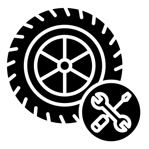 a black background with a black tire repair